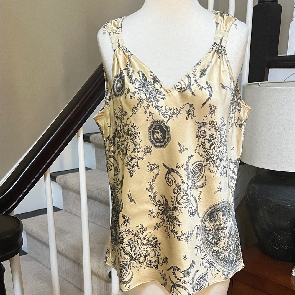 Talbots silk Cream and Black Patterned Camisole